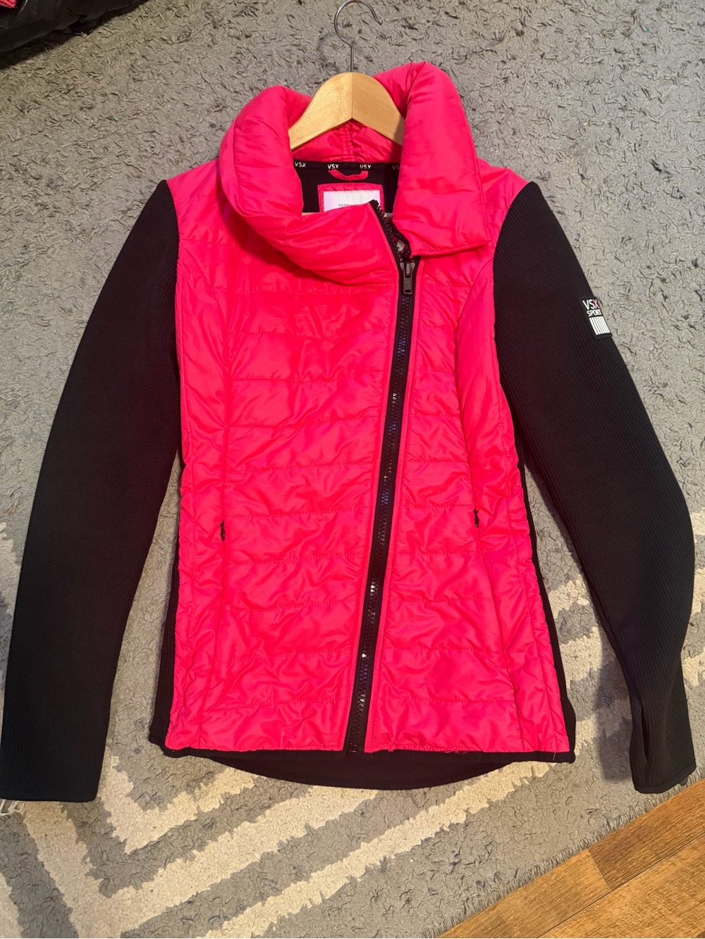 VSX Hot Pink Quilted Hybrid Jacket with Black Sleeves
